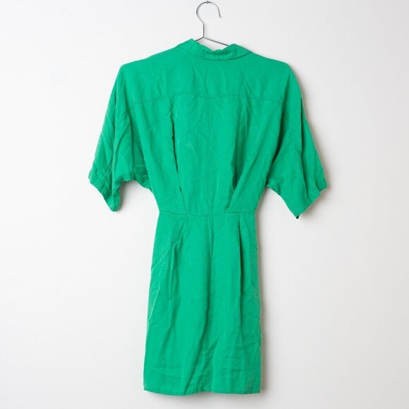Thakoon Collective Tie Waist Mini Shirt Dress in Green - Picture 3 of 6